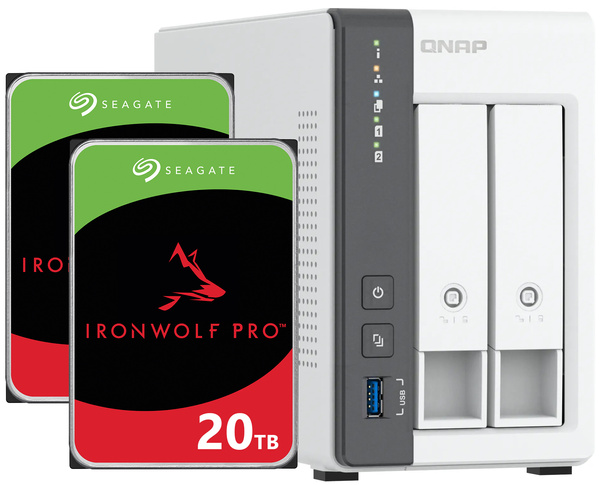 Serwer NAS Qnap TS-216G 40TB (2x20TB) Seagate IronWolf PRO / 4GB RAM