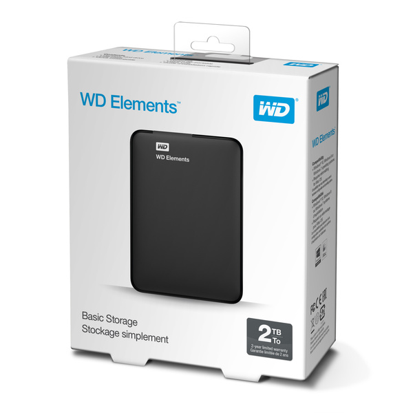 Dysk zewnętrzny HDD Western Digital Elements Portable 2TB (WDBU6Y0020BBK-EESN)USZKODZONY