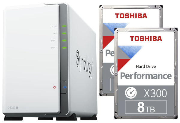 Serwer NAS Synology Diskstation DS223j 16TB (2x8TB) Toshiba X300 HDD