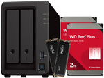 Serwer NAS Synology DiskStation DS723+ 4TB (2x2TB) WD RED Plus + 1TB (2x500GB) Crucial P3 Plus / 2GB RAM