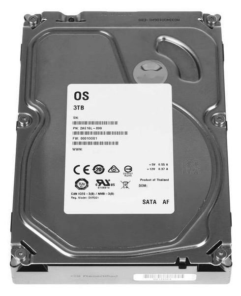 Dysk HDD Niebrandowany 3.5" OS 3TB SATA AF 2AE16L-899 SKR001 (Używany)