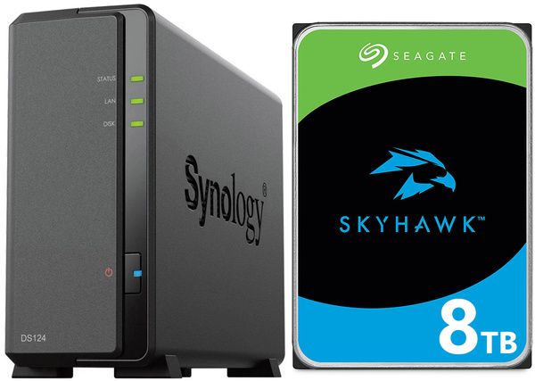 Serwer NAS Synology DiskStation DS124 8TB Seagate SkyHawk AI