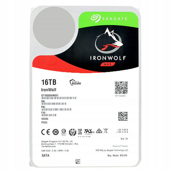 Dysk Seagate IRONWOLF 16TB 3,5" SATA (ST16000VN001)