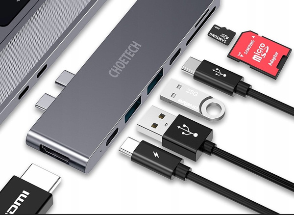 Choetech HUB-M14 Stacja Dokująca MacBook Pro 7w2 USB-C Thunderbolt 3 4K 87W