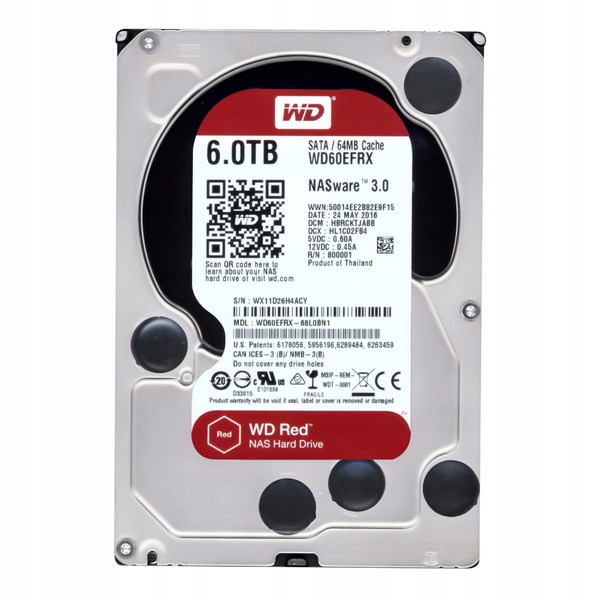 Dysk twardy Western Digital Red WD60EFRX 6TB SATA III 3,5" (WD60EFRX)USZKODZONY