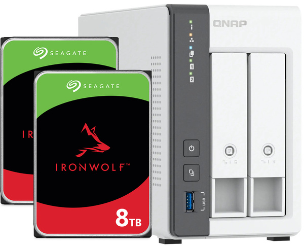 Serwer NAS Qnap TS-216G 16TB (2x8TB) Seagate IronWolf / 4GB RAM