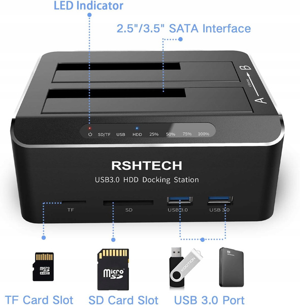 Stacja dokująca dysków 2,5", 3,5" SATA RSHTECH (RSH-DS02)