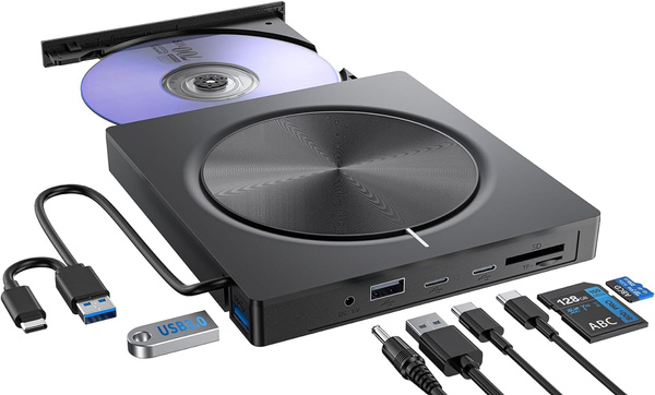 Nagrywarka DVD zewnętrzna z czytnikiem kart USB-C