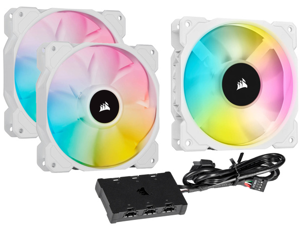 Zestaw 3 wentylatorów Corsair 120mm (SP120 RGB Elite Performance / ML120 RGB) z kontrolerem RGB (U)