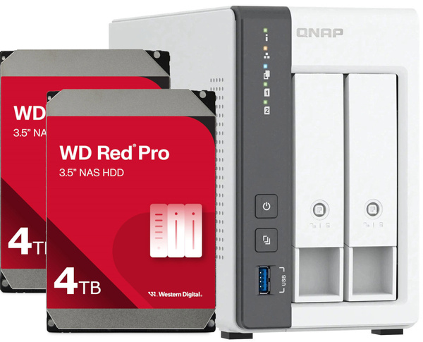 Serwer NAS Qnap TS-216G 8TB (2x4TB) WD RED PRO / 4GB RAM