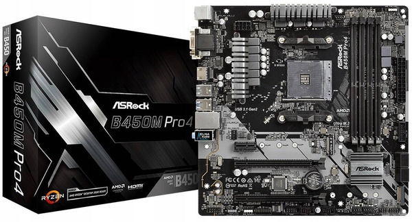 Płyta główna Micro ATX ASRock B450M Pro4 (B450M PRO4) USZKODZONA