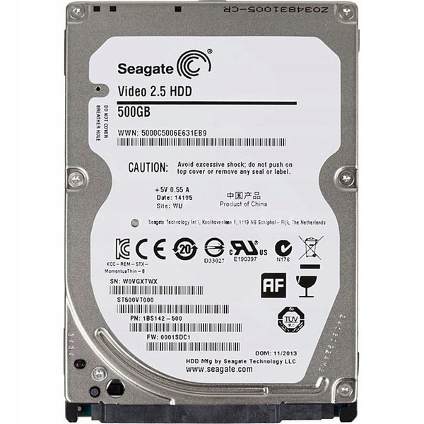 Dysk twardy Seagate Video Hdd ST500VT000 500GB SATA 2,5" (ST500VT000)USZKODZONY