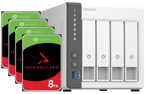 Serwer NAS Qnap TS-433 32TB (4x8TB) Seagate IronWolf PRO / 4GB RAM
