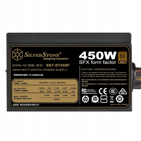 Zasilacz SilverStone SST-ST45SF-G Gold 450W SFX (SST-ST45SF-G)