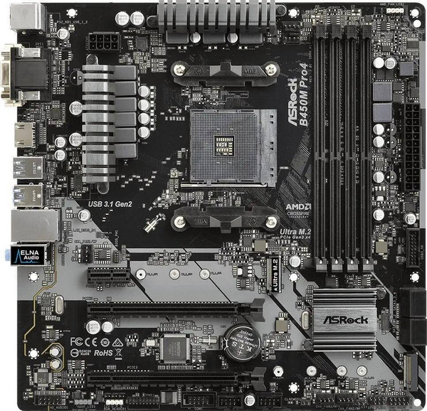 Płyta główna Micro ATX ASRock B450M Pro4 (B450M PRO4) USZKODZONA