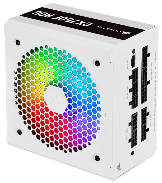 Modularny zasilacz ATX Corsair CX750F RGB White 80 Plus Brozne 750W (CP-9020227-EU) (U)