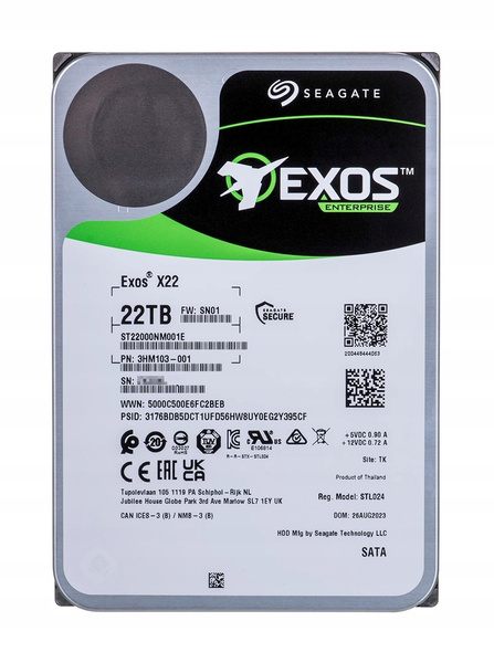 Dysk twardy Seagate Exos 22TB SATA III 3,5" (ST22000NM001E) USZKODZONY