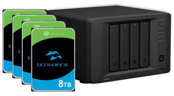 Rejestrator NVR Synology DVA3221 32TB (4x8TB) Seagate SkyHawk AI HDD