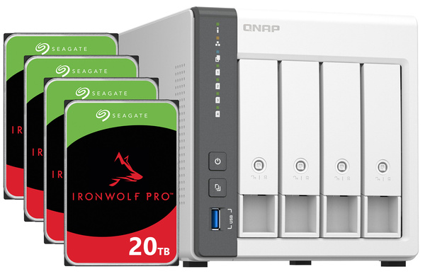 Serwer NAS Qnap TS-433 80TB (4x20TB) Seagate IronWolf PRO / 4GB RAM