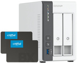 Serwer NAS Qnap TS-216G 8TB (2x4TB) Crucial BX500 / 4GB RAM