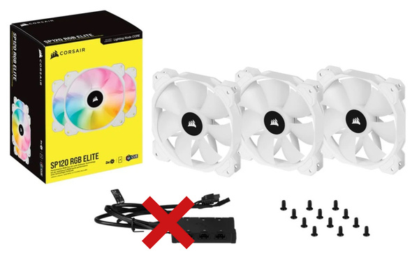 Wentylatory Corsair SP120 RGB Elite White (3x120mm) (CO-9050137-WW) (U)