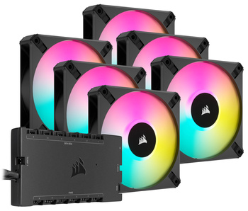 Zestaw 6 wentylatorów 120mm Corsair AF120 RGB Elite z kontrolerem Core XT (CO-9050153-WW/CL-9011112-WW)