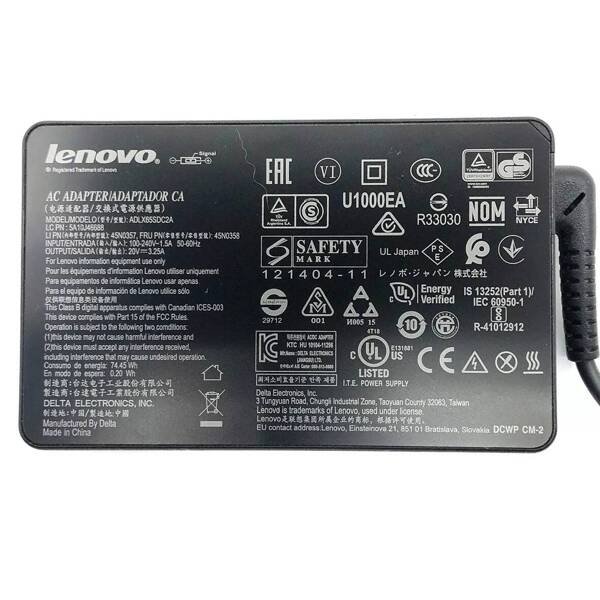 Zasilacz Lenovo 20V 3.25A prostokątny 11mm x 4.4mm z pinem (ADLX65SDC2A)